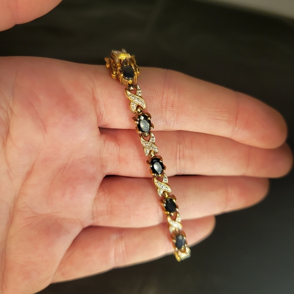 Jewelry - Sold...Vintage Sterling Silver Tennis Bracelet Diamond & Sapphire X's & O's 7 in